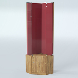 Угловая витрина для медалей ИС-333-А (задняя стенка бархат), Дуб Канзас коричневый