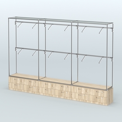 Торговая система ХРОМ без ДСП 3600 мм №4 с тумбами Т-14 и поручнями, Дуб Сонома