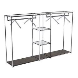 Хромированный стенд-вешало TD-51 №1-4 Хром с полками Зеркало 4мм, Дуб Венге