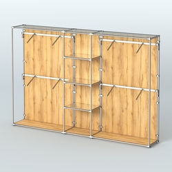 Торговая система ХРОМ (задняя стенка - ДСП) 3600 мм с зеркальными полками и поручнями №8, Дуб Золотистый