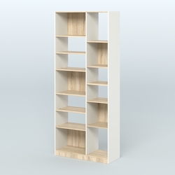 Стеллаж из ДСП серии ЛОФТ №9-2 с полками ДСП, Белый + Дуб Сонома