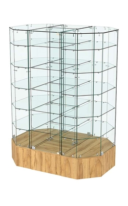 Стеклянная островная широкая на подиуме витрина серии Истра №829-О-450, Дуб Золотистый