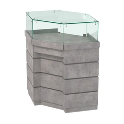 Торговый прилавок угловой внешний с утопленным фасадом №УФ-5, Бетон Чикаго светло-серый F186 ST9