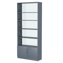 Стеллаж из ДСП с 4-мя полками 300x900 мм серии LEVEL-4 №12-1 (З/C - СТЕКЛО), Темно-Серый