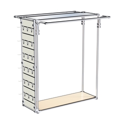 Хромированный стенд-вешало ETD-11 №1-4 (торец-ЭП) с полкой Зеркало 4мм, Крем Вайс