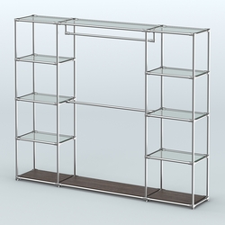 Торговая система ХРОМ без ДСП 2430 мм с прозрачными полками и поручнями №3, Дуб Венге