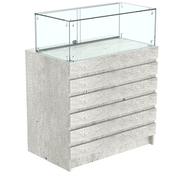 Торговый прилавок с прозрачным колпаком и фасадными панелями №1Э-14, Метрополитан Грей