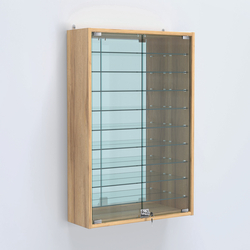 Витрина настенная №202-6А высокая зеркальная с узкими полками, Дуб Золотистый