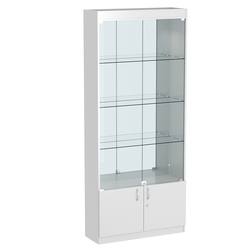 Стеклянная витрина серии Эконом № 300-3 (задняя стенка Зеркало), Серый