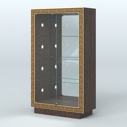 Низкая выставочная витрина с декором НБА-7С, Дуб Венге