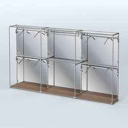 Торговая система ХРОМ (задняя стенка - зеркало) 3600 мм с поручнями №2, Орех