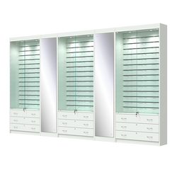 Комплект витрин под очки №10+1+10+1+10 (закрытый доступ), Белый