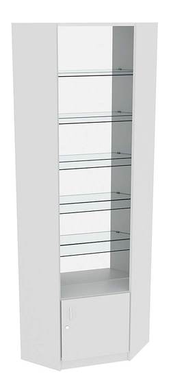 Угловая витрина СЭСП-О №5-300 (З/C - Зеркало) со стеклянными полками, Серый