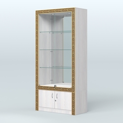 Витрина с декором и зеркалом №ВБА-3, Ясень Анкор светлый