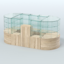 Круглый стеклянный островок-павильон серии КОЛЬЦО овальный №2, Дуб сонома