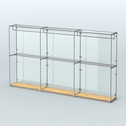 Торговая система ХРОМ (задняя стенка - стекло) 3600 мм с поручнями №1, Дуб Золотистый