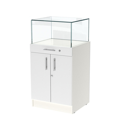 Прилавок ювелирный "Диаманд" №1-600 пристенный, ЛДСП белый + МДФ белый