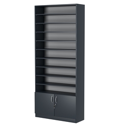 Стеллаж из ДСП с 10-ю полками 300x900 мм серии LEVEL-10 №12 (З/C - ДВП), Антрацит