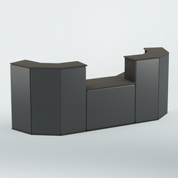 Ресепшен со столом БАРОН №7 (ровная поверхность), Черный + Экокожа черная