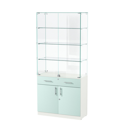 Витрина ювелирная "Диаманд" №11, ЛДСП белый + МДФ мята