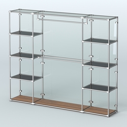 Торговая система ХРОМ (задняя стенка - стекло) 2430 мм с тонированными полками и поручнями №3, Орех