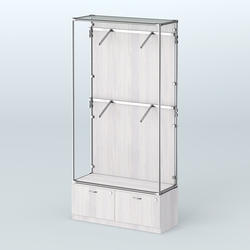 Торговая система ХРОМ (задняя стенка - ДСП) 1200 мм №3-3 с тумбой Т-15 и поручнями, Ясень Анкор светлый