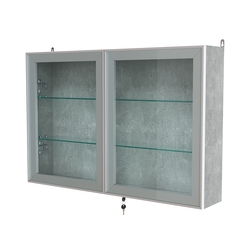 Витрина настенная №3-1А широкая со стеклянными полками серии Collecto, Метрополитан Грей