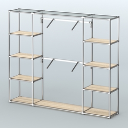 Торговая система ХРОМ без ДСП 2430 мм с полками ДСП и поручнями №7, Дуб Сонома