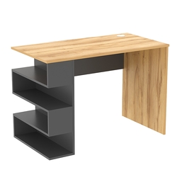 Стол письменный со стеллажом СПС-03-Л (левосторонний), Дуб Золотистый и Темно-Серый