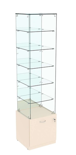 Витрина Кристалл №608 стаканчик (З, С - зеркало), без дверей, Крем Вайс
