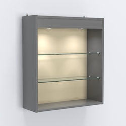 Витрина настенная №201-3Г открытая с подсветкой, Темно-Серый