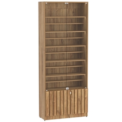 Витрина серии "Смок" №1-ДП-800 (с доп. полками), Дуб канзас коричневый Н1113 ST10