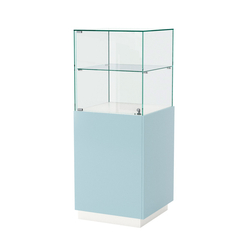 Витрина ювелирная квадратная "Диаманд" №8, ЛДСП белый + МДФ голубой