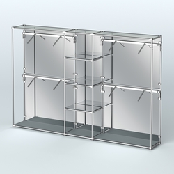 Торговая система ХРОМ (задняя стенка - зеркало) 3600 мм с зеркальными полками и поручнями №8, Темно-Серый