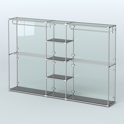 Торговая система ХРОМ (задняя стенка - стекло) 3030 мм с полками ДСП и поручнями №4, Черный