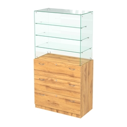 Выставочный прилавок с выдвижными ящиками Селена-3, Дуб Золотистый