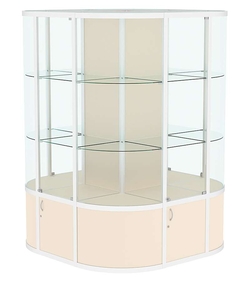 Витрина из профиля островная закругленная с секторами №2, Крем Вайс