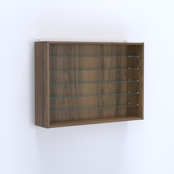 Витрина настенная №203-5Г открытая с пятью полками из стекла, Орех