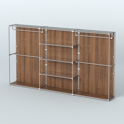 Торговая система ХРОМ (задняя стенка - ДСП) 3600 мм с зеркальными полками и поручнями №2, Орех