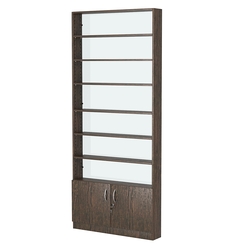 Стеллаж из ДСП с 6-ю полками 150x900 мм серии LEVEL-6 №9-1 (З/C - СТЕКЛО), Дуб Венге