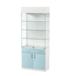 Витрина ювелирная "Диаманд" №14, ЛДСП белый + МДФ голубой