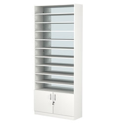 Стеллаж из ДСП с 10-ю полками 300x900 мм серии LEVEL-10 №12-2 (З/C - ЗЕРКАЛО), Белый