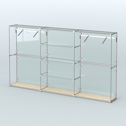 Торговая система ХРОМ (задняя стенка - стекло) 3600 мм с прозрачными полками и поручнями №10, Дуб Сонома