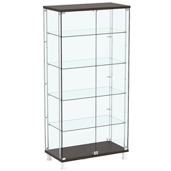 Витрина РОНДО с регулировочными полками №4-1-РЕГ на ножках (задняя стенка стекло), Дуб Венге