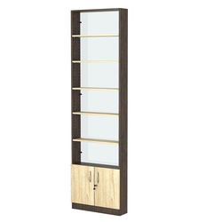 Стеллаж из ДСП с 5-ю полками 150x600 мм серии LEVEL-5 №2-1 (З/C - СТЕКЛО), Дуб Венге + Дуб Сонома