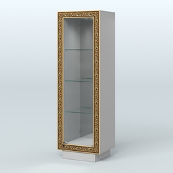 Низкая витрина с декором и тремя прозрачными полками НБА-3, Серый