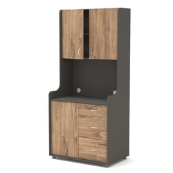 Офисная мини-кухня ЭЛЕГИЯ №3, Черный + Дуб Канзас Коричневый