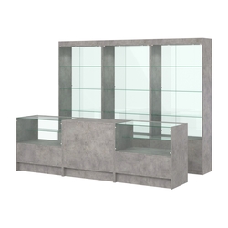 Комплект витрин ЭК-02 и прилавков ЭК-3, Бетон Чикаго светло-серый F186 ST9