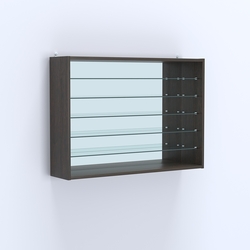 Витрина настенная №203-6Г открытая зеркальная с пятью полками из стекла, Дуб Венге