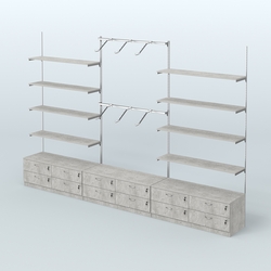 Система Neo Fix №9 с пристенными поручнями, полками из ДСП и тумбами T-14, Метрополитан Грей